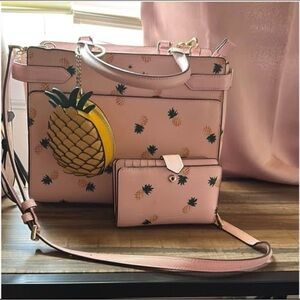 Kate Spade Pink Pineapple Satchel Set